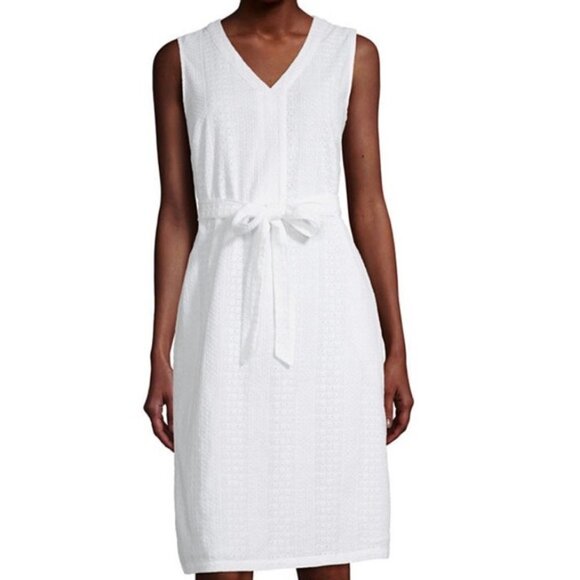 Liz Claiborne Eyelet Dress | Ivory / Cream | Size L - Picture 1 of 11